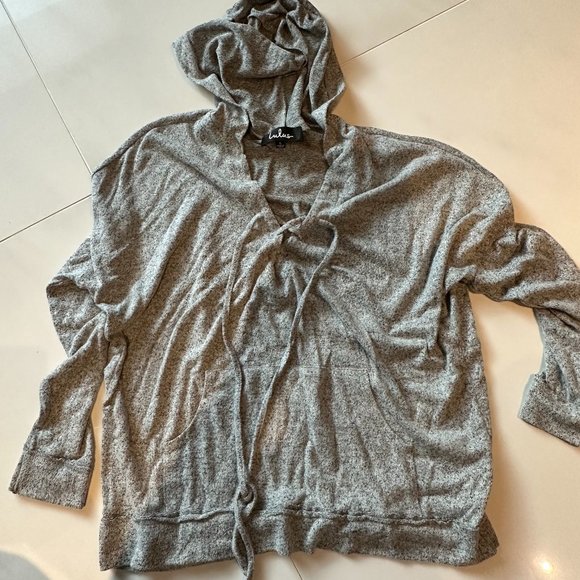 Lulus Slow Motion Heather Grey Lace-Up Hoodie - Picture 5 of 7